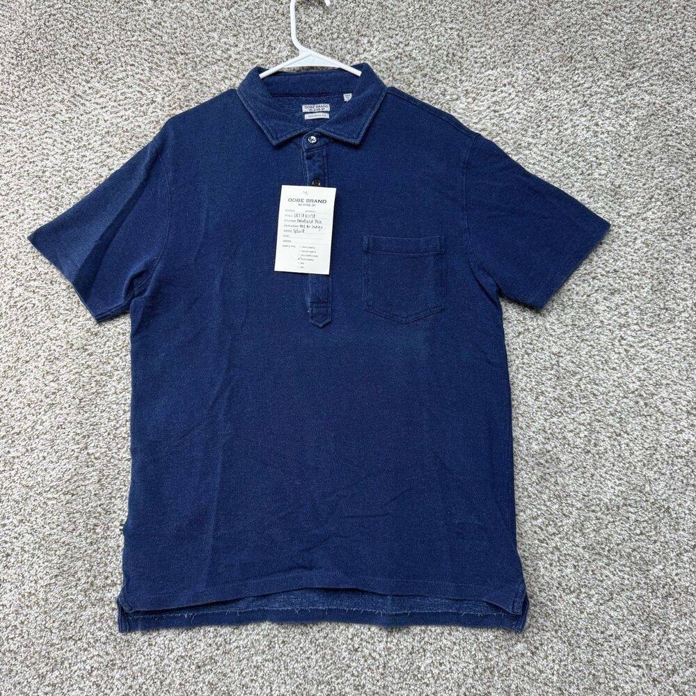 OOBE Brand Fairfield Polo Shirt Men Medium Indigo Blue Photo Sample New With Tag